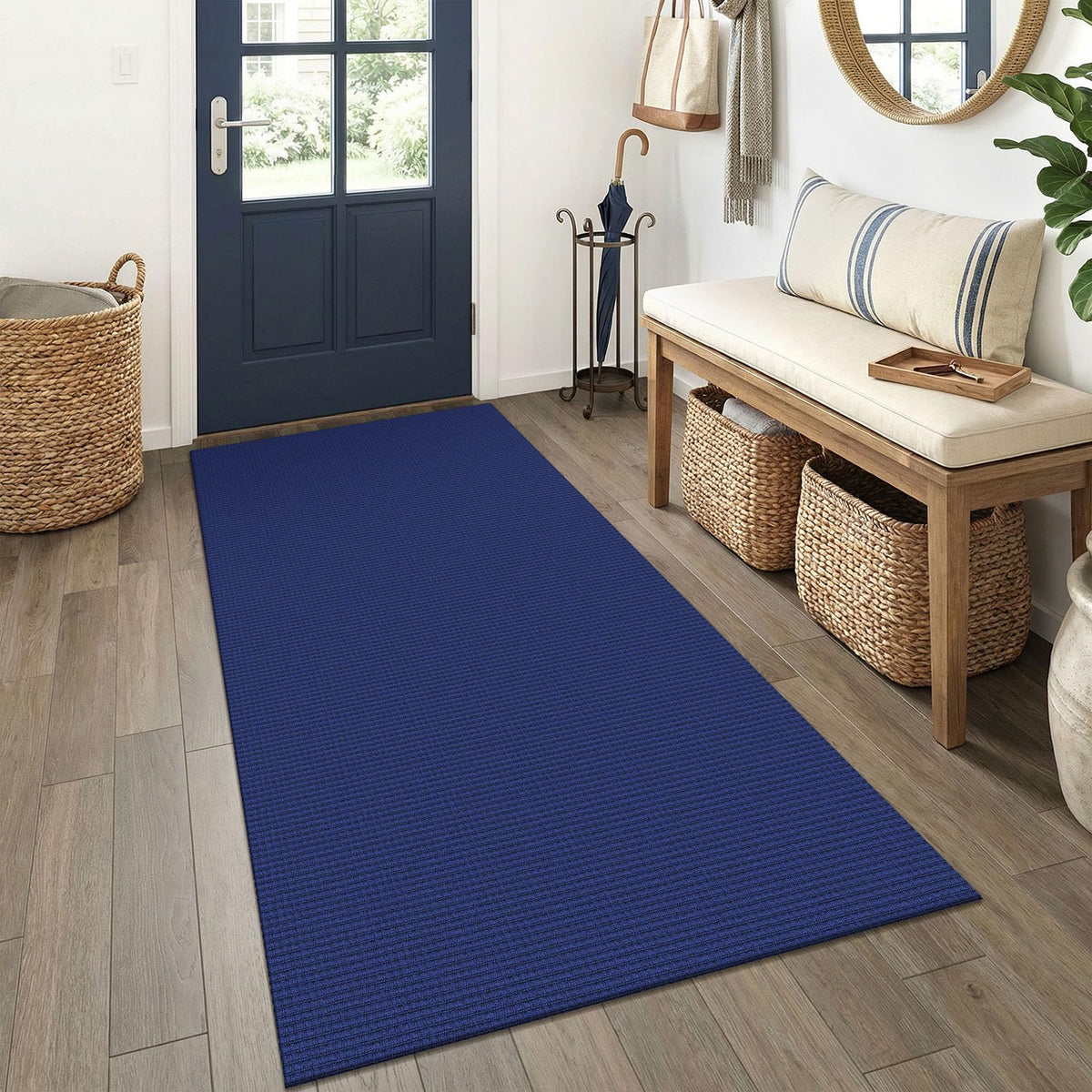 EARTHALL Woven Area Rug 3x5 Ft Washable Rugs for Entryway Braided Non Slip Rubber Backed Throw Rugs Door Mat Indoor Outdoor Entrance Cotton Carpet for Kitchen Foyer Front Door, Orange/Tan/Brown