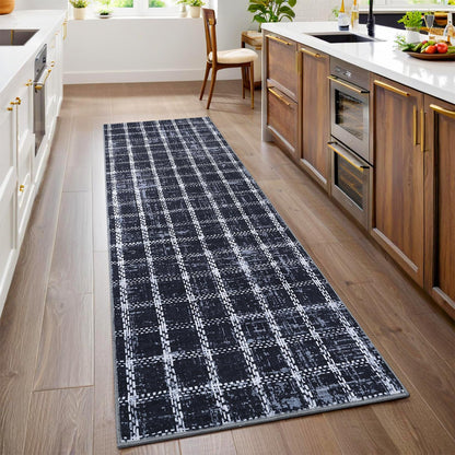 ROYHOME 6x9 Area Rug for Living Room Washable Khaki Brown Checkered Rugs