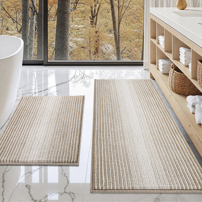 BSICPRO Bathroom Rugs Sets 2 Piece, Modern Bath Mat 20"x47"+20"x32", Blue