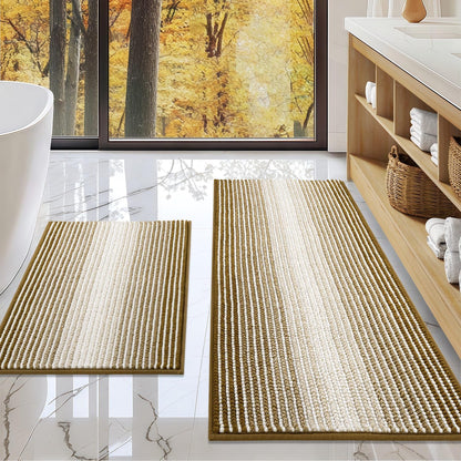 BSICPRO Bathroom Rugs Sets 2 Piece, Modern Bath Mat 20"x47"+20"x32", Blue