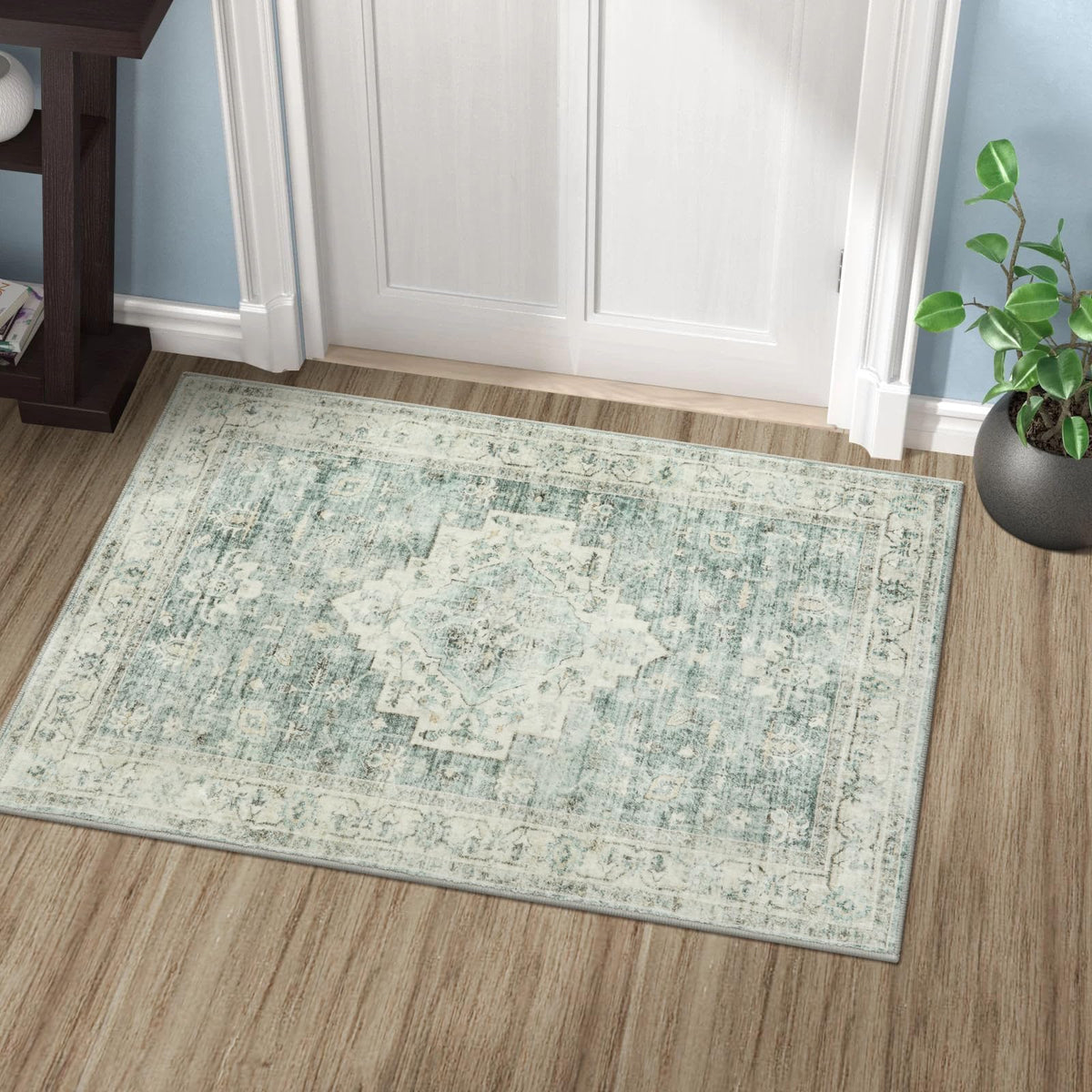 LIVEBOX Washable Area Rug 5x7 Rugs for Living Room Bedroom, Non-Slip Boho Neutral Carpet for Dining Room Office, Low-Pile Farmhouse Soft Carpets for Kids Nursery Room Playroom, Tan