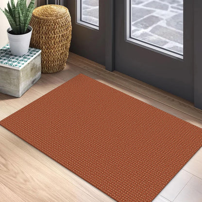 EARTHALL Woven Area Rug 3x5 Ft Washable Rugs for Entryway Braided Non Slip Rubber Backed Throw Rugs Door Mat Indoor Outdoor Entrance Cotton Carpet for Kitchen Foyer Front Door, Orange/Tan/Brown