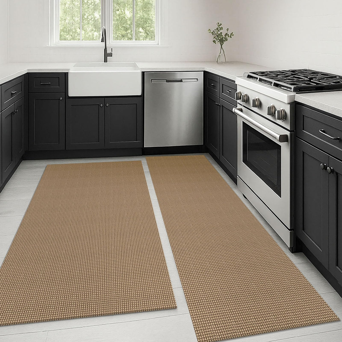 KOZYFLY Extra Long Runners for Hallways 3x20 ft Washable Kitchen Runner Non Slip Rubber Backed Hallway Rug Cotton Entryway Runner Rug Floor Carpet for Indoor Hall, Kitchen, Stair, Black/Dark Grey