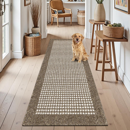 Ileading Laundry Room Runner Rug 2'x6' Non Slip Farmhouse Kitchen Floor Mats with Rubber Backing Machine Washable Beige Indoor Decor Carpet for Doormat Hallway Entryway Petmat Garage Balcony