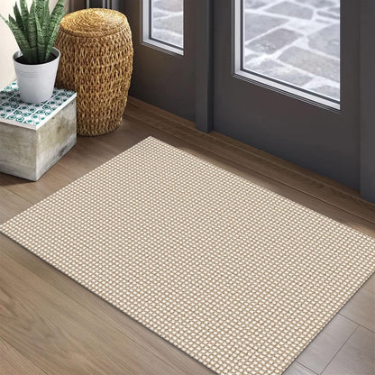 EARTHALL Woven Area Rug 3x5 Ft Washable Rugs for Entryway Braided Non Slip Rubber Backed Throw Rugs Door Mat Indoor Outdoor Entrance Cotton Carpet for Kitchen Foyer Front Door, Orange/Tan/Brown
