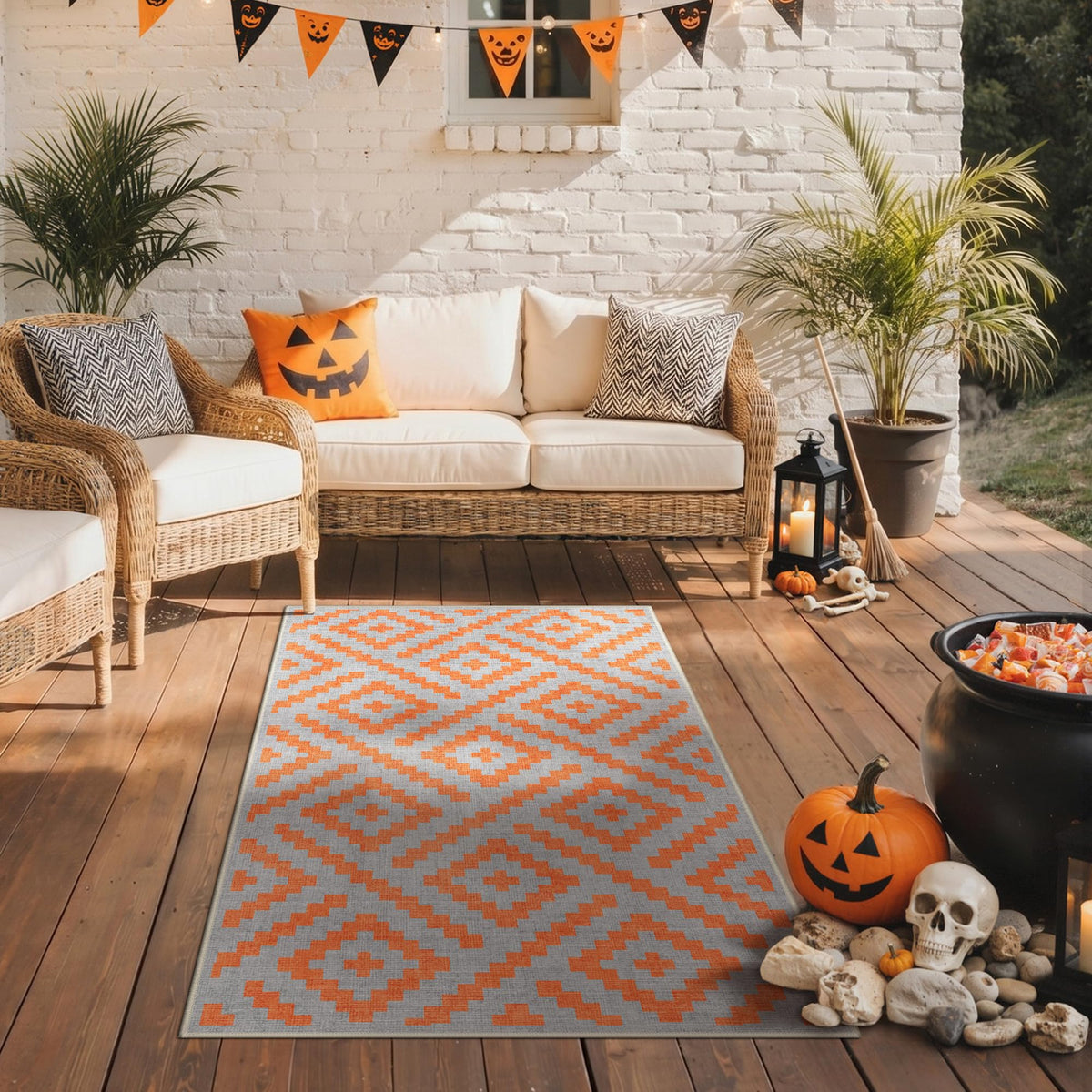 GENIMO Outdoor Rug, Waterproof Plastic Rugs for Patio, 5'x8' Cloud Grey