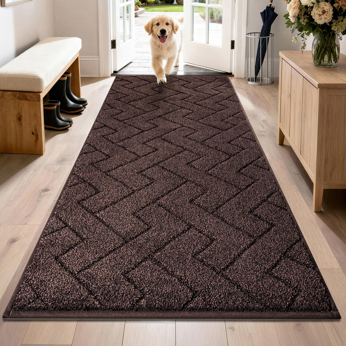 PURRUGS Dirt Trapping Door Mat Indoor Entrance, 32" x 47", Taupe