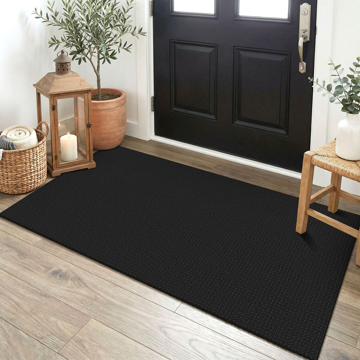 EARTHALL Woven Area Rug 3x5 Ft Washable Rugs for Entryway Braided Non Slip Rubber Backed Throw Rugs Door Mat Indoor Outdoor Entrance Cotton Carpet for Kitchen Foyer Front Door, Orange/Tan/Brown