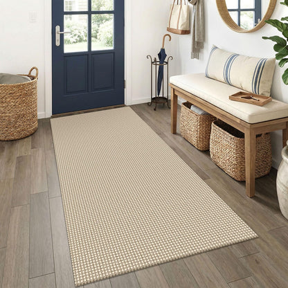 EARTHALL Woven Area Rug 3x5 Ft Washable Rugs for Entryway Braided Non Slip Rubber Backed Throw Rugs Door Mat Indoor Outdoor Entrance Cotton Carpet for Kitchen Foyer Front Door, Orange/Tan/Brown