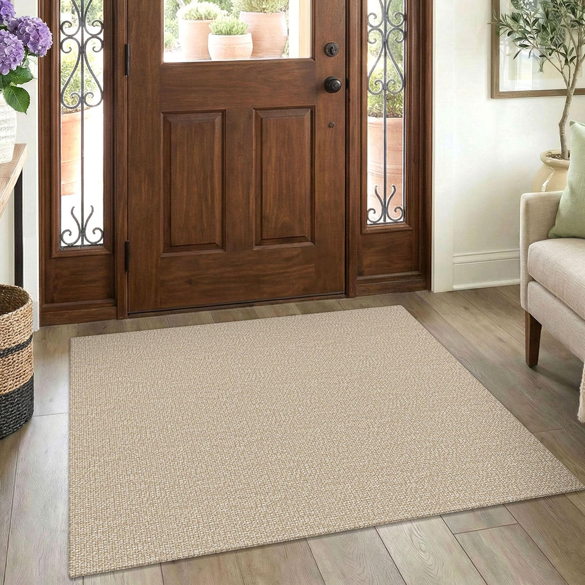 EARTHALL Washable Area Rug, Non Slip Entryway Rug, 4x6 Ft, Sand/Beige