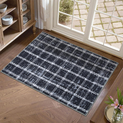 ROYHOME 6x9 Area Rug for Living Room Washable Khaki Brown Checkered Rugs