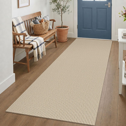 IOHOUZE Small Area Rug 2x3 Washable Woven Rugs for Entryway Non Slip Rubber Backed Front Door Rugs Indoor Doormat Throw Rug Floor Carpet for Entrance Kitchen, Cream/Beige