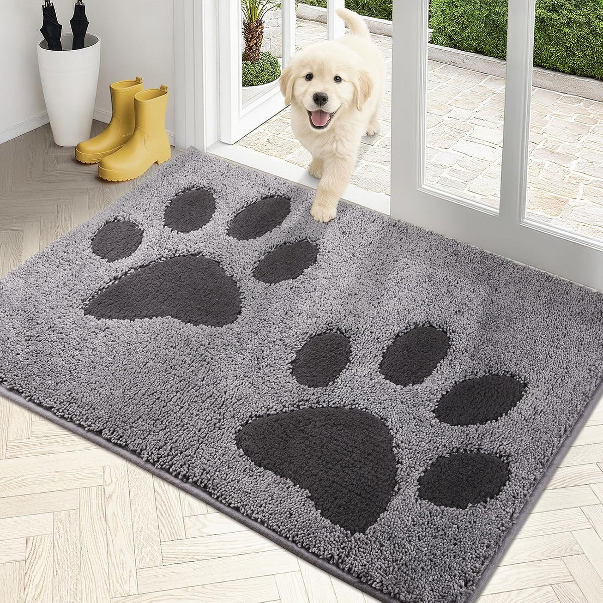 PURRUGS Dirt Trapping Door Mat Indoor Entrance, 32" x 47", Grey
