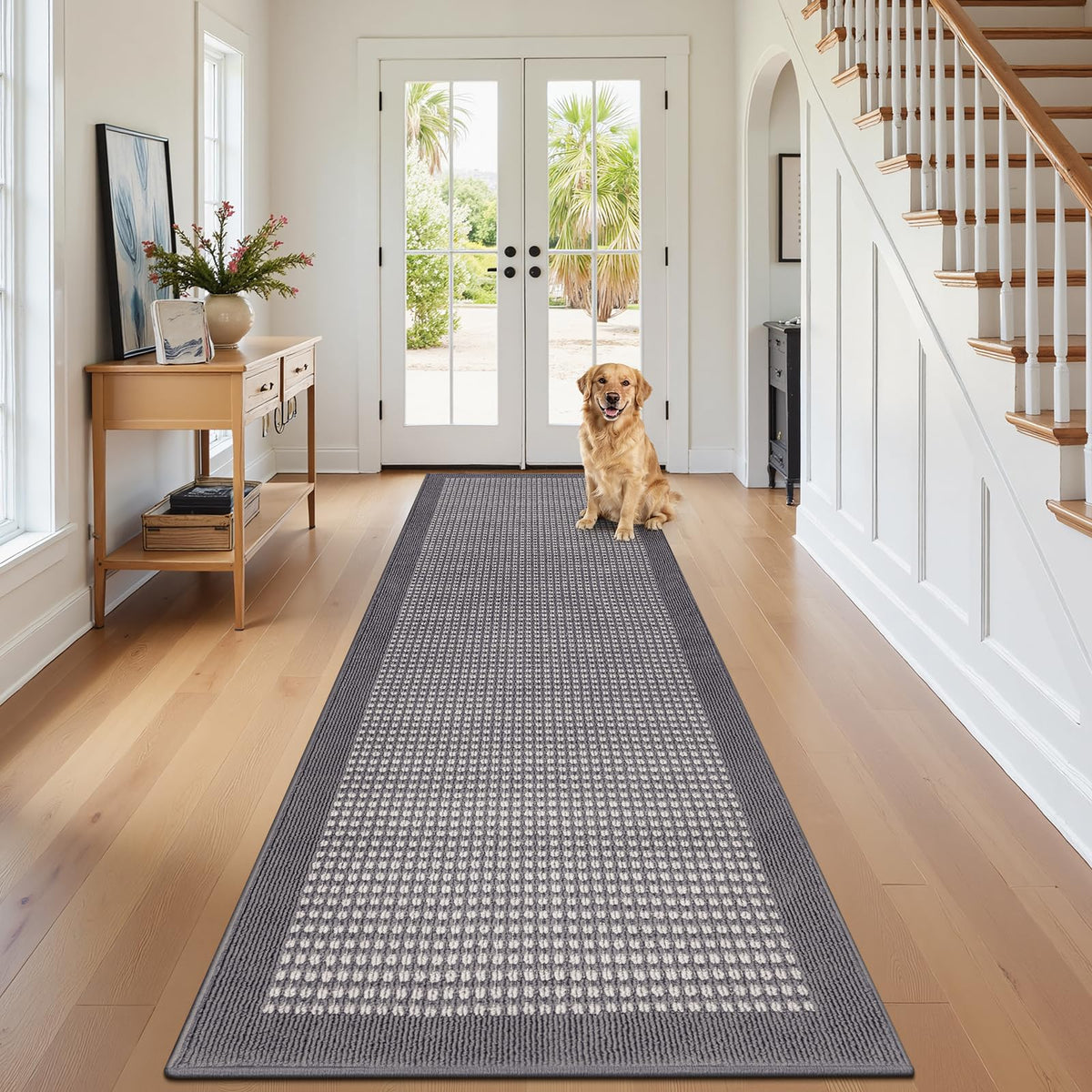 Ileading Laundry Room Runner Rug 2'x6' Non Slip Farmhouse Kitchen Floor Mats with Rubber Backing Machine Washable Beige Indoor Decor Carpet for Doormat Hallway Entryway Petmat Garage Balcony