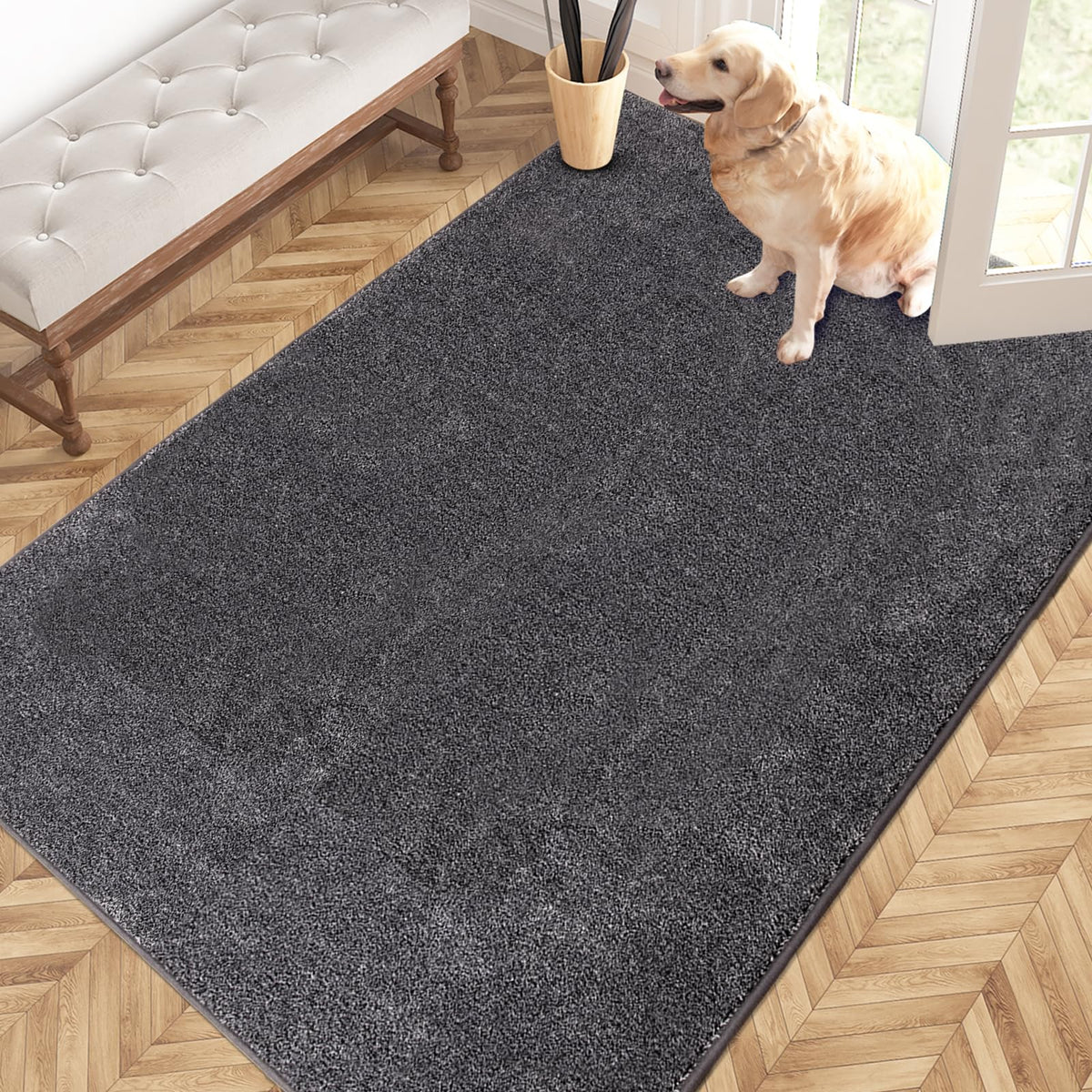 PURRUGS Dirt Trapping Indoor Door Mat, 31.5" x 47", Charcoal