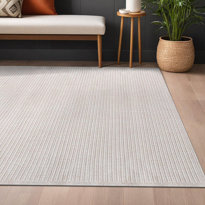 Beverly Rug Easy Jute Bordered Rug 10x14 Washable Large Indoor Outdoor Area Rugs for Living Dining Room Patio Office Stain Resistant Non Shedding Casual Indoor Outside Carpet 10 x 14 Off-White