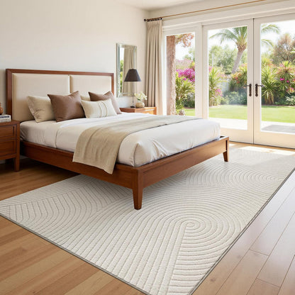 U'Artlines 5x7ft Washable Area Rug for Living Room, Beige