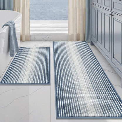 BSICPRO Bathroom Rugs Sets 2 Piece, Modern Bath Mat 20"x47"+20"x32", Blue