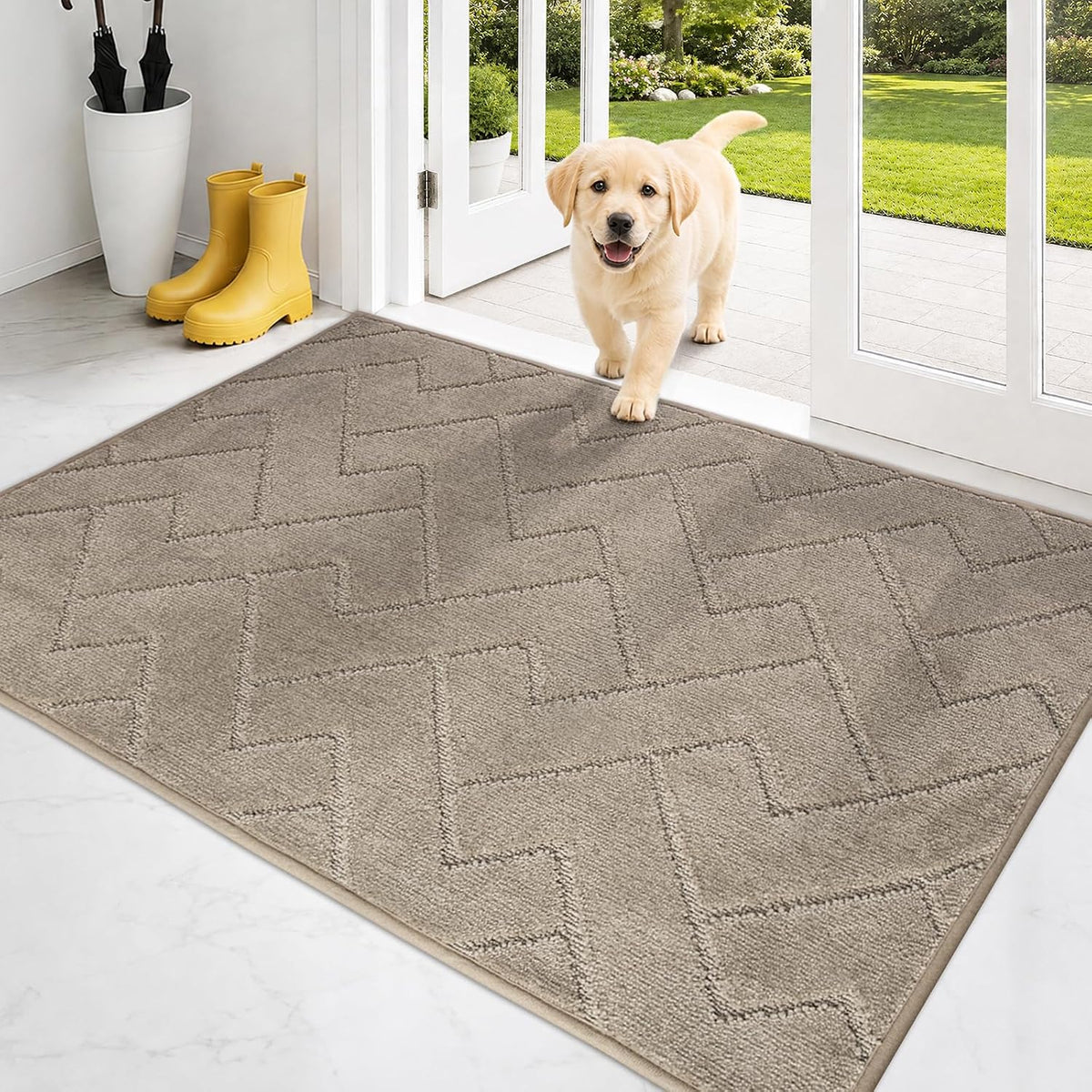 PURRUGS Dirt Trapping Door Mat Indoor Entrance, 32" x 47", Taupe