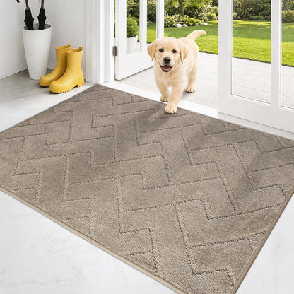 PURRUGS Dirt Trapping Door Mat Indoor Entrance, 32" x 47", Taupe