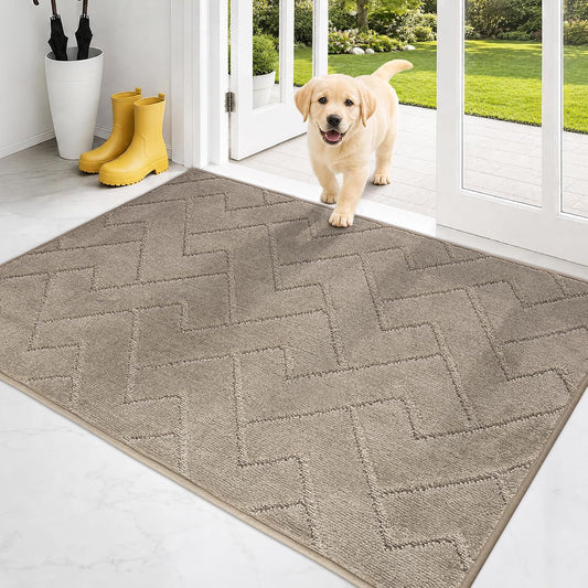 PURRUGS Dirt Trapping Door Mat Indoor Entrance, 32" x 47", Taupe