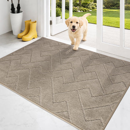 PURRUGS Dirt Trapping Door Mat Indoor Entrance, 32" x 47", Taupe