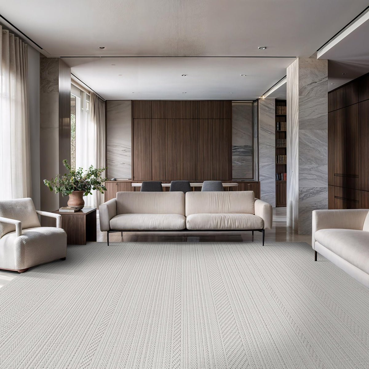 Luul Home Micro Loop Indoor Rug White 9x12 Boho Geometric Neutral Area Rugs for Living Room Soft Luxury Modern Low and High Pile Durable Stain Resistant Non-Shedding Indoor Area Carpet 9 x 12