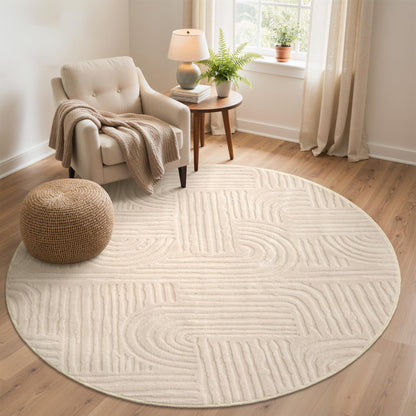 GENIMO Beige Rug 5x7 Washable Area Rugs for Living Room, Soft High Low Pile