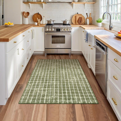 ROYHOME 6x9 Area Rug for Living Room Washable Khaki Brown Checkered Rugs