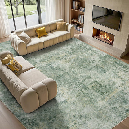 Tortania Washable 8x10 Area Rug for Living Room: Modern Abstract Neutral Large Soft Thin Rugs - Non Slip Indoor Carpet for Bedroom Dining Room Office Nursery Home Floor Decoration - Smoky Gray