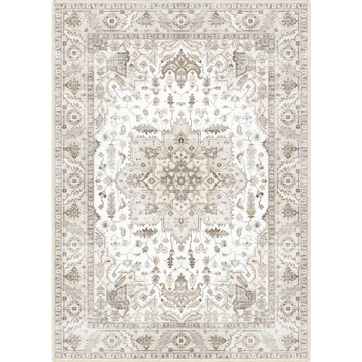 5'x7' Washable Area Rug for Living Room Natural Berber Rug Bedroom Non-Slip Rugs No Shed Faux Jute-Look Area Rugs Non-Skid Washable Area Rug (Camel, 5X7)