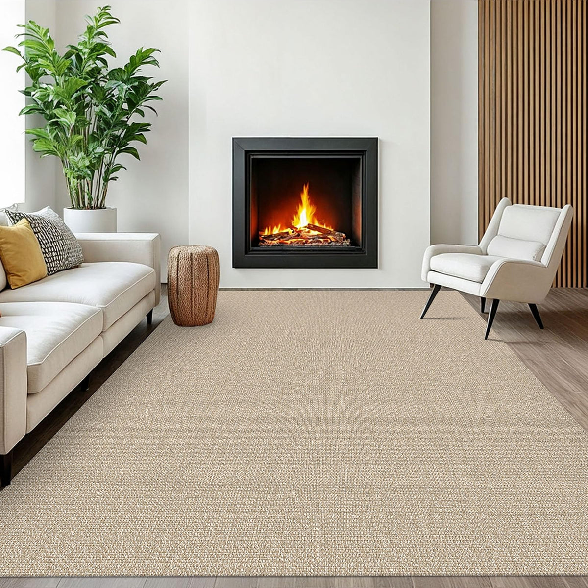 EARTHALL Washable Area Rug, Non Slip Entryway Rug, 4x6 Ft, Sand/Beige