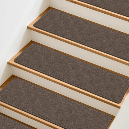 15 Pcs Stair Treads Non-Slip for Wooden Steps, 8"x30" Beige