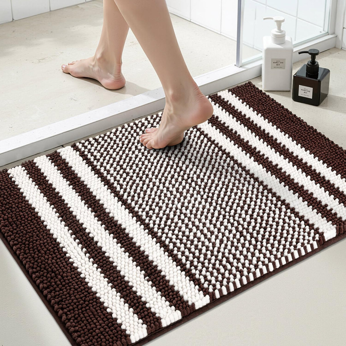 BSICPRO Bathroom Rugs Sets 2 Piece, Modern Bath Mat 20"x47"+20"x32", Blue