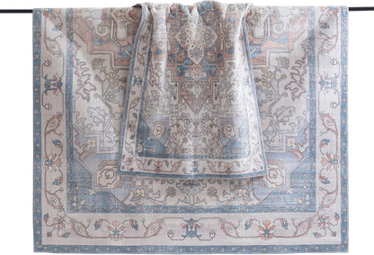 Carvapet Washable 3x5 Area Rug Orange Blue Vintage Floral Carpet