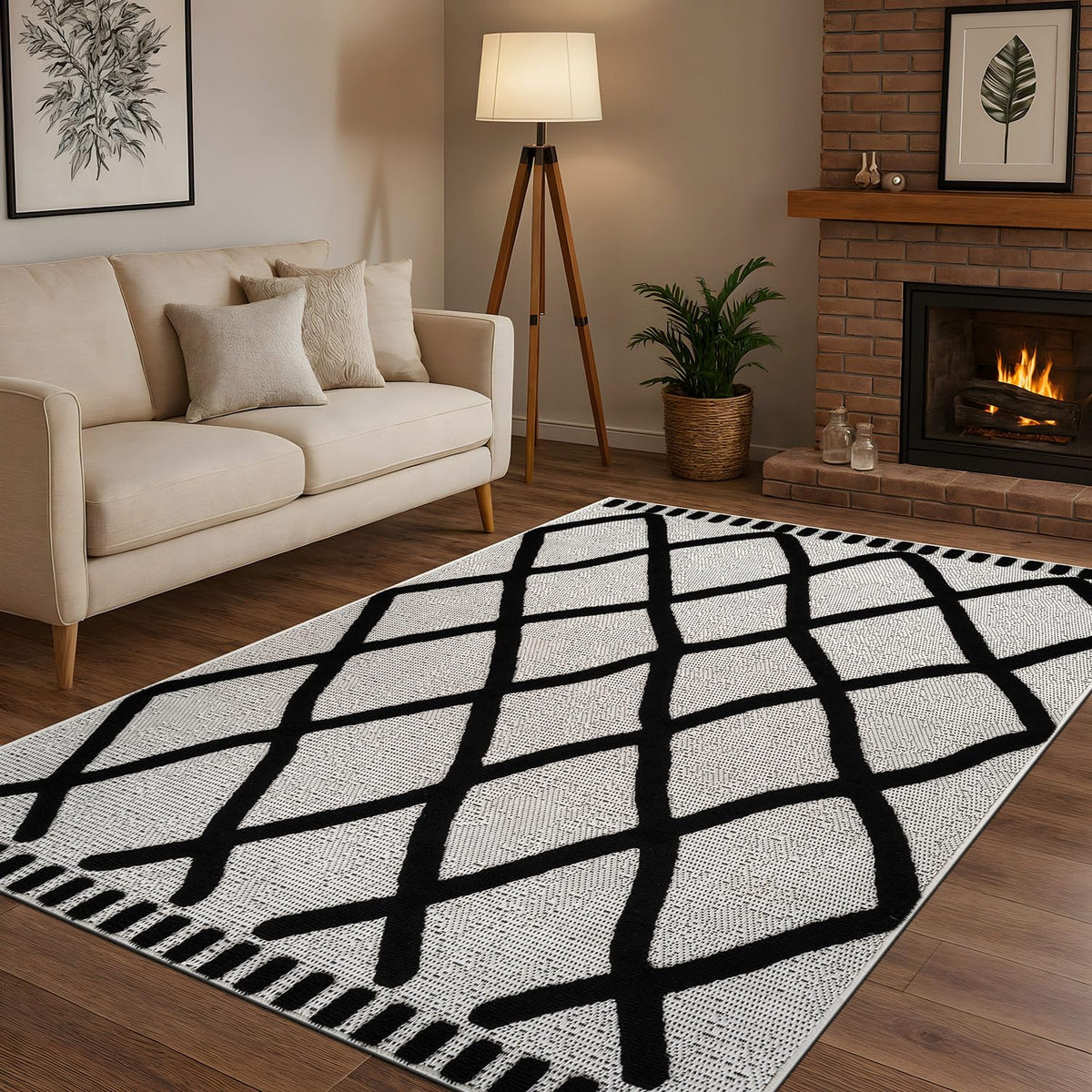 CAMILSON Micro Loop Rug 9x12 Modern Luxury Geometric Arch Large Area Rugs Soft High and Low Pile Stain Resistant Easy-Cleaning Non-Shedding for Living Room Office Indoor Carpet (9 x 12 / White)