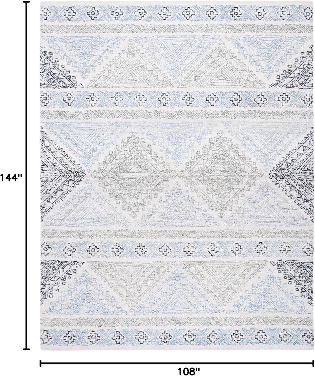 SAFAVIEH Micro-Loop Collection Area Rug - 9' x 12', Ivory & Grey, Handmade Moroccan Boho Wool, Ideal for High Traffic Areas in Living Room, Bedroom (MLP206A)