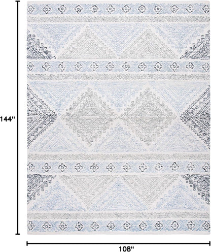 SAFAVIEH Micro-Loop Collection Area Rug - 9' x 12', Ivory & Grey, Handmade Moroccan Boho Wool, Ideal for High Traffic Areas in Living Room, Bedroom (MLP206A)
