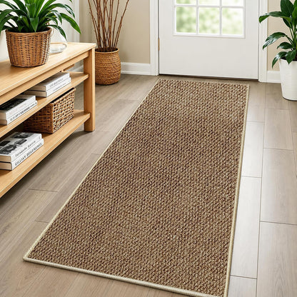Faux Jute Area Rug 4'x6', Washable & Non-Slip, Grey & White