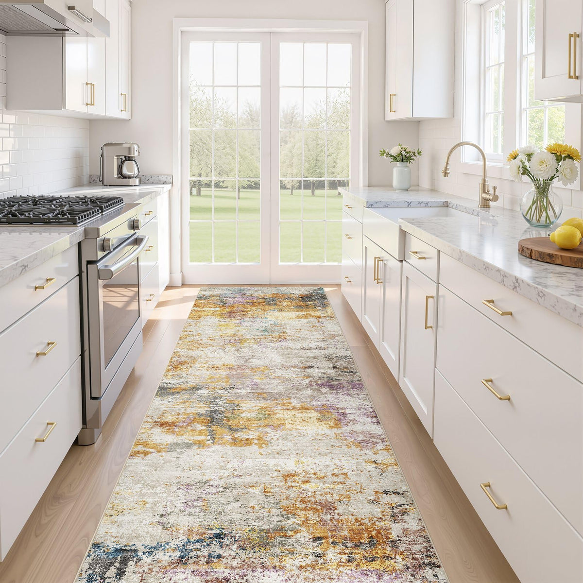 LOONGRUG 10x14 Area Rugs Washable Large Neutral Modern Living Room Rug