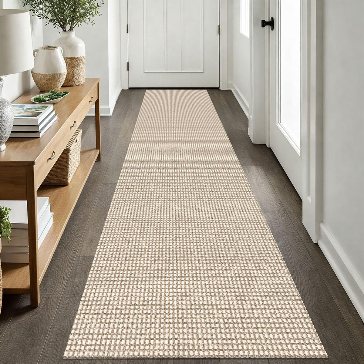 EARTHALL Woven Area Rug 3x5 Ft Washable Rugs for Entryway Braided Non Slip Rubber Backed Throw Rugs Door Mat Indoor Outdoor Entrance Cotton Carpet for Kitchen Foyer Front Door, Orange/Tan/Brown