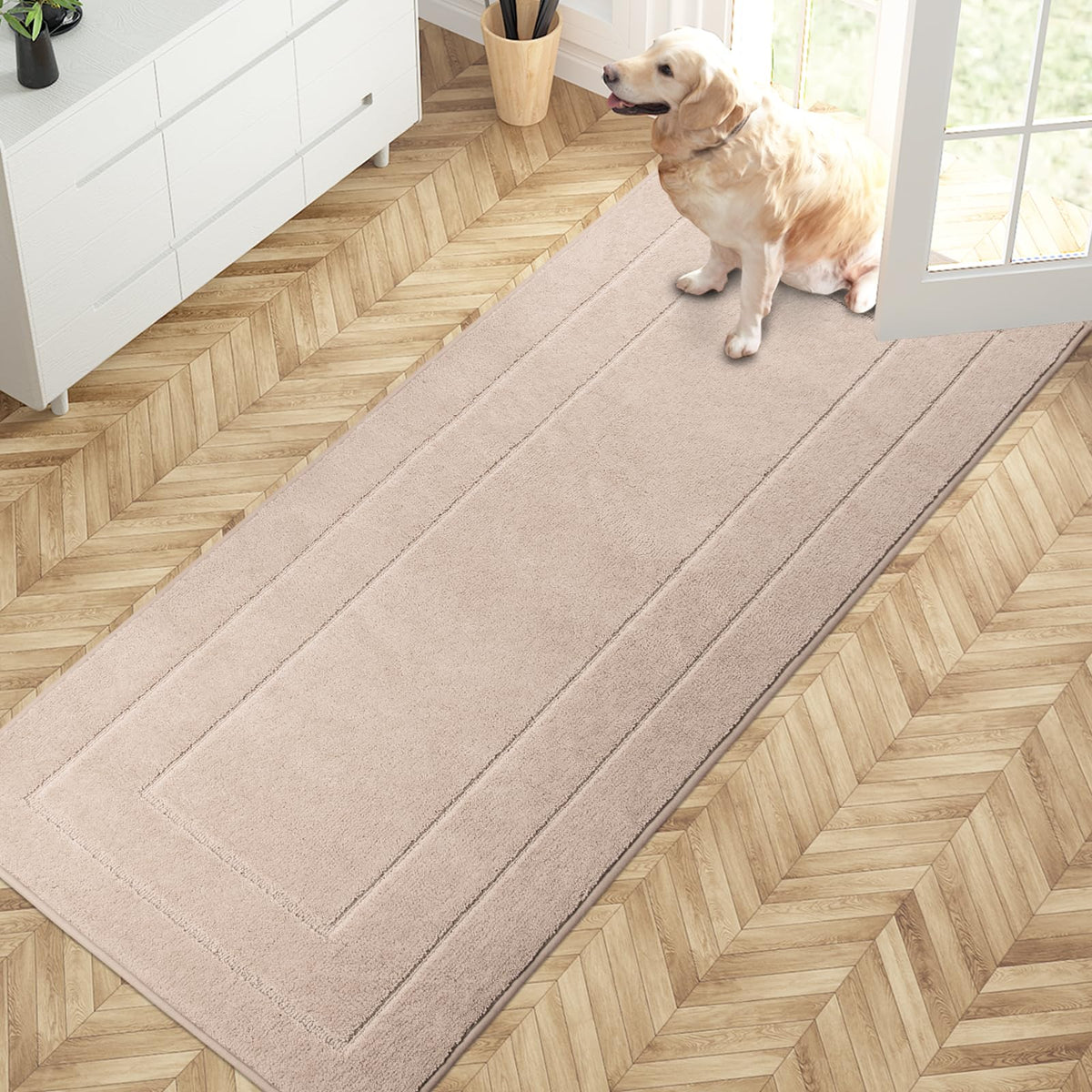 PURRUGS Dirt Trapping Door Mat Indoor Entrance, 20" x 31.5", Beige