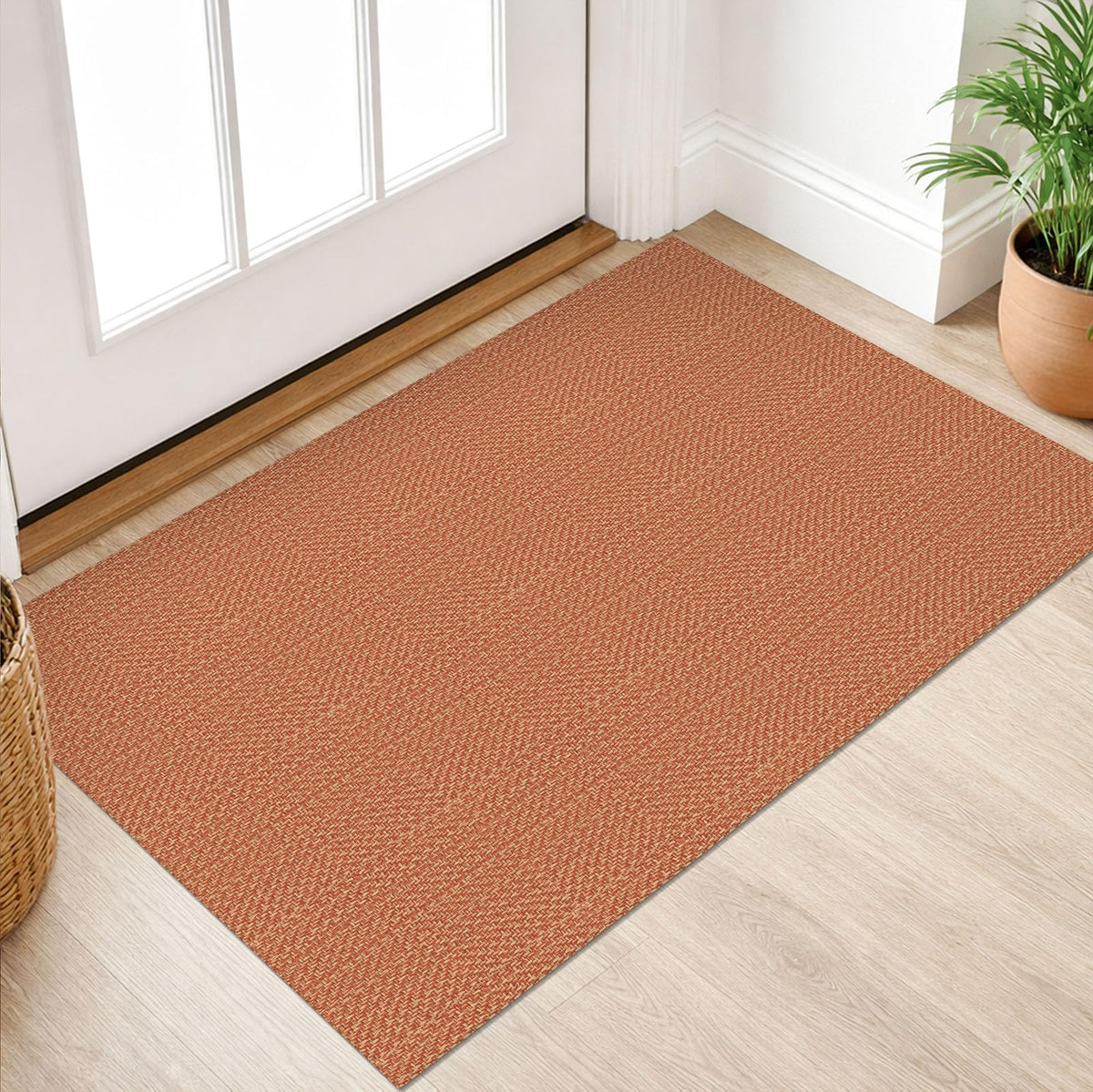 IOHOUZE Washable Area Rug 3x5 Non Slip Rubber Backed Woven Rugs for Entryway Rugs Indoor Outdoor Doormat Throw Rug Floor Carpet for Entrance Kitchen Front Door, Olive Green/Earthy Green