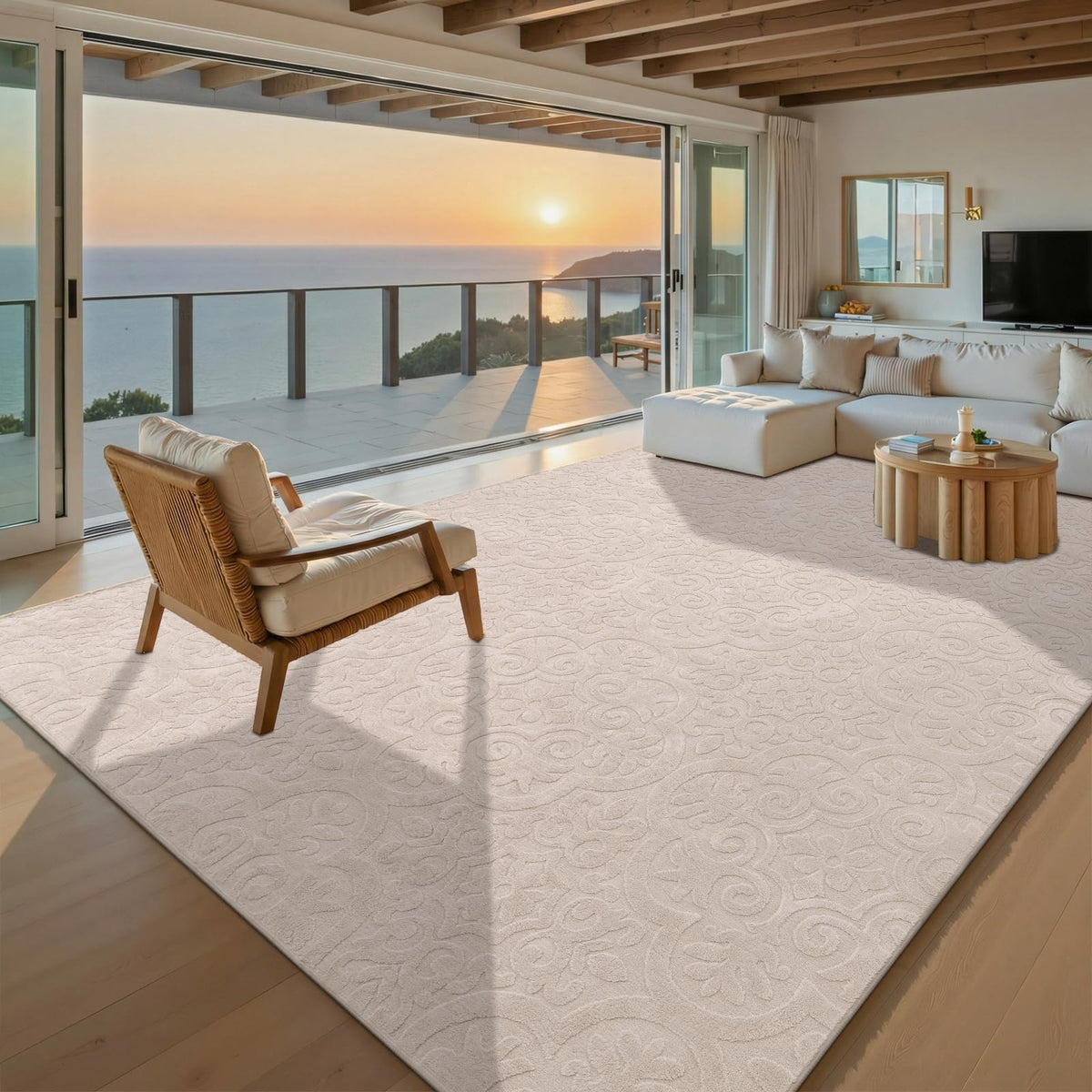 U'Artlines 6x9ft Washable Area Rug for Living Room,Neutral Beige Rugs