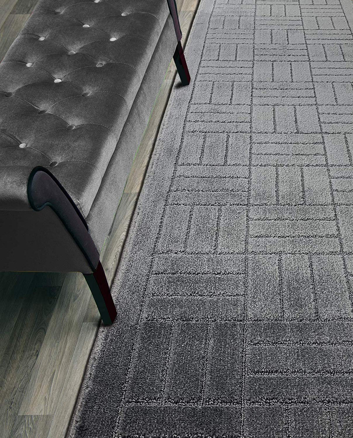 Runner Rug 6 ft, Non-Slip Washable Rug, Grey Textured Carpet for Kitchen Hallway Laundry Entryway, Rubber Backing, Indoor, Rolled in Box (26" x 6'), Custom Size Floor Runner