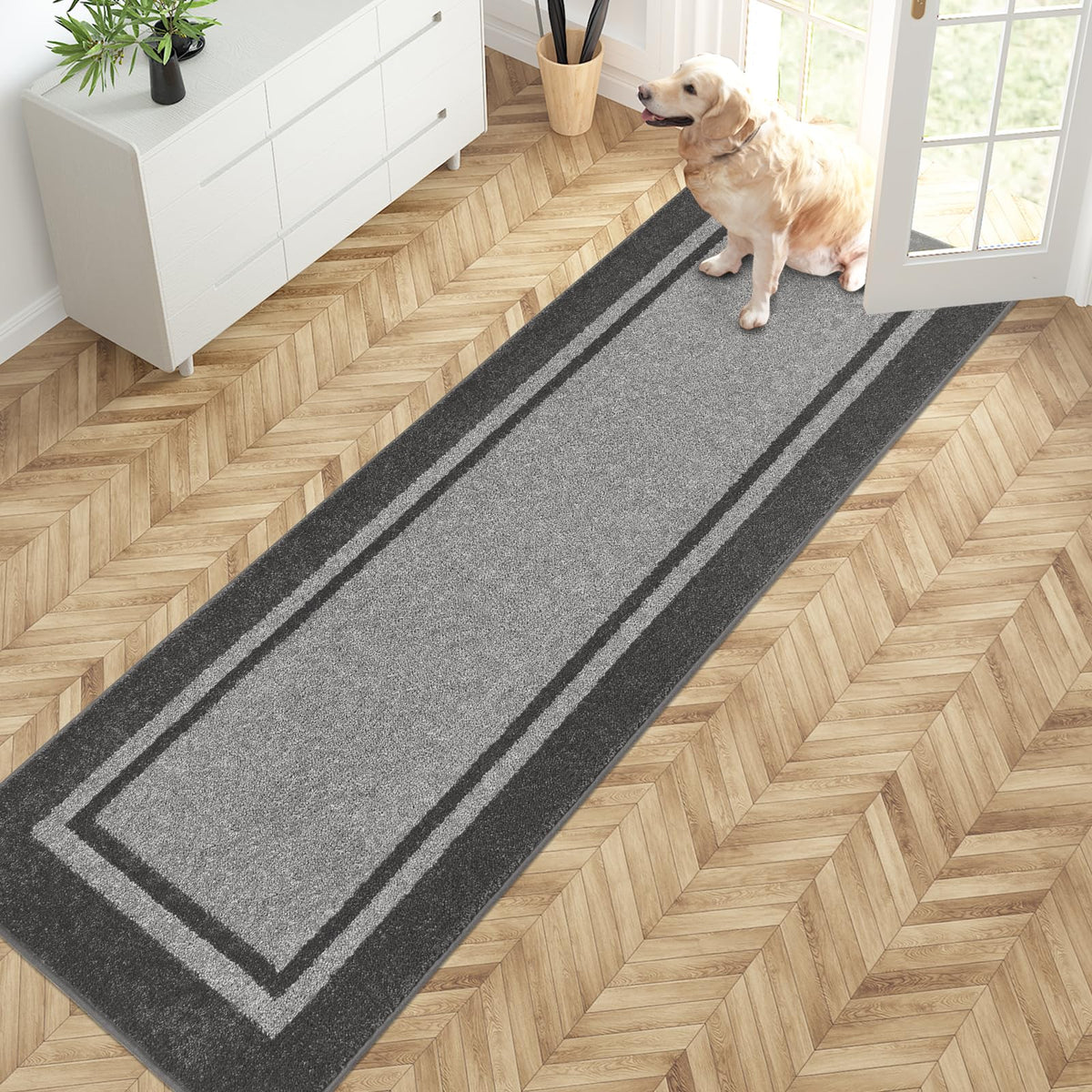 PURRUGS Dirt Trapping Indoor Door Mat, 32" x 48", Beige & Grayish Brown