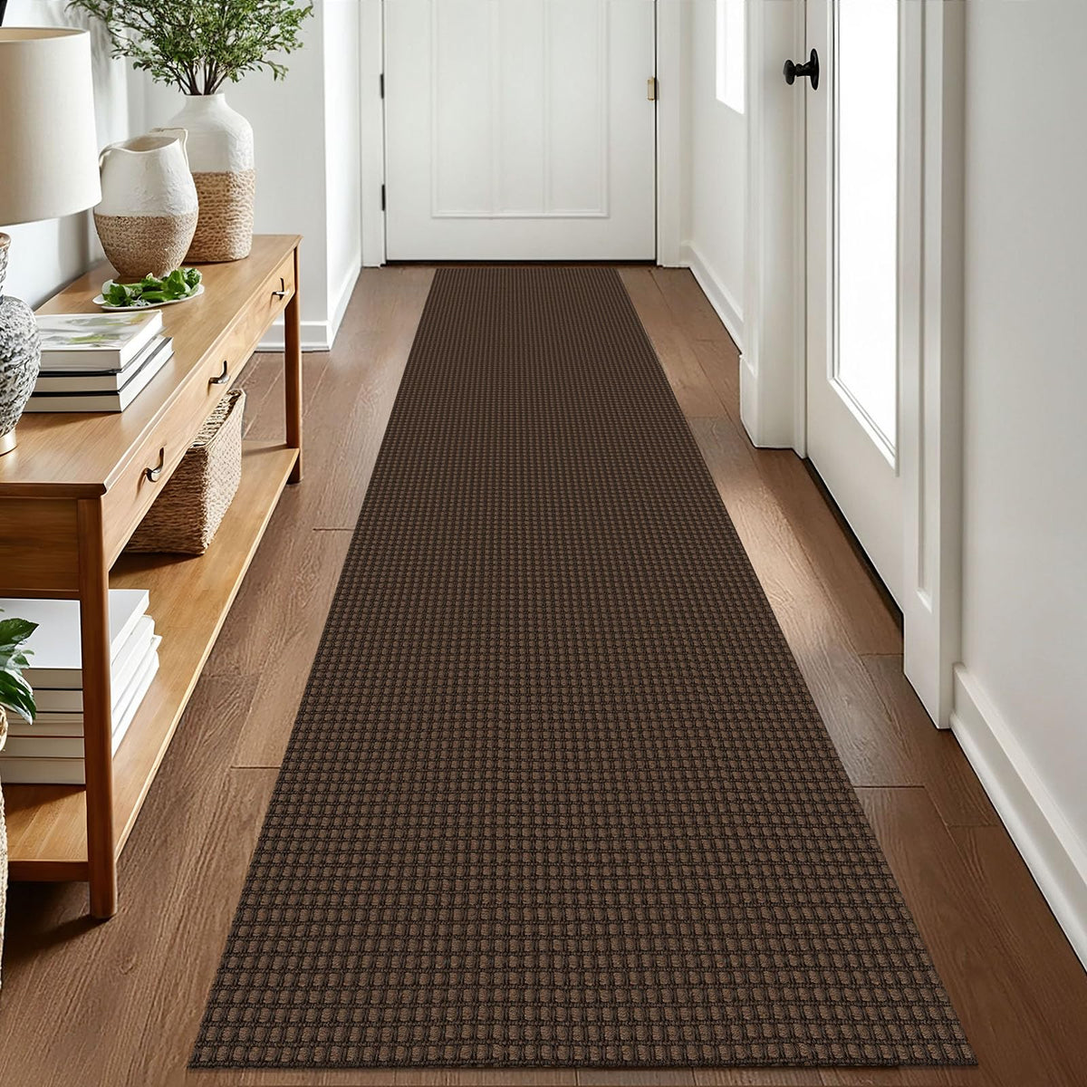 EARTHALL Woven Area Rug 3x5 Ft Washable Rugs for Entryway Braided Non Slip Rubber Backed Throw Rugs Door Mat Indoor Outdoor Entrance Cotton Carpet for Kitchen Foyer Front Door, Orange/Tan/Brown