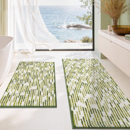 BSICPRO Bathroom Rugs Sets 2 Piece, Modern Bath Mat 20"x47"+20"x32", Blue
