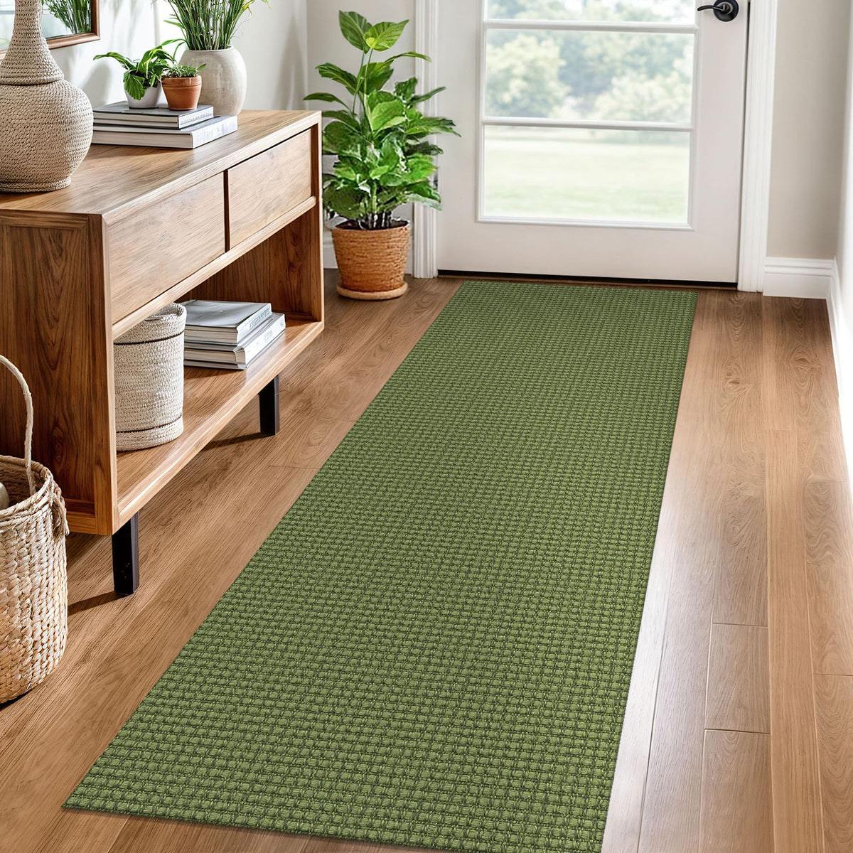 EARTHALL Woven Area Rug 3x5 Ft Washable Rugs for Entryway Braided Non Slip Rubber Backed Throw Rugs Door Mat Indoor Outdoor Entrance Cotton Carpet for Kitchen Foyer Front Door, Orange/Tan/Brown