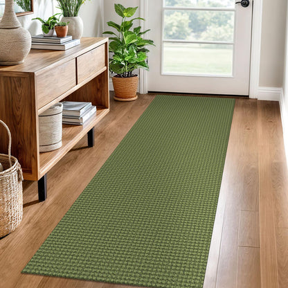 EARTHALL Woven Area Rug 3x5 Ft Washable Rugs for Entryway Braided Non Slip Rubber Backed Throw Rugs Door Mat Indoor Outdoor Entrance Cotton Carpet for Kitchen Foyer Front Door, Orange/Tan/Brown